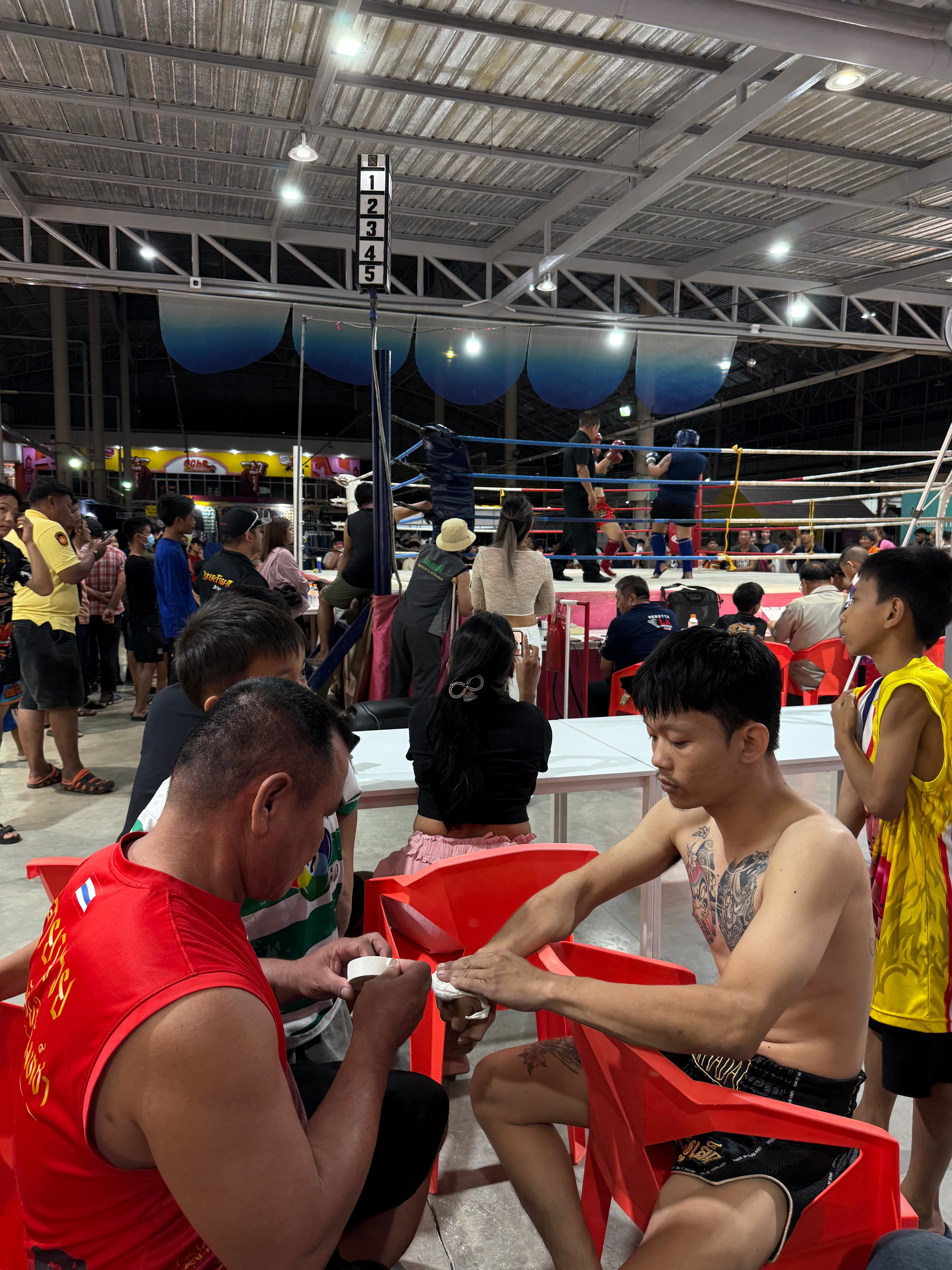 Hand wrapping on fight day