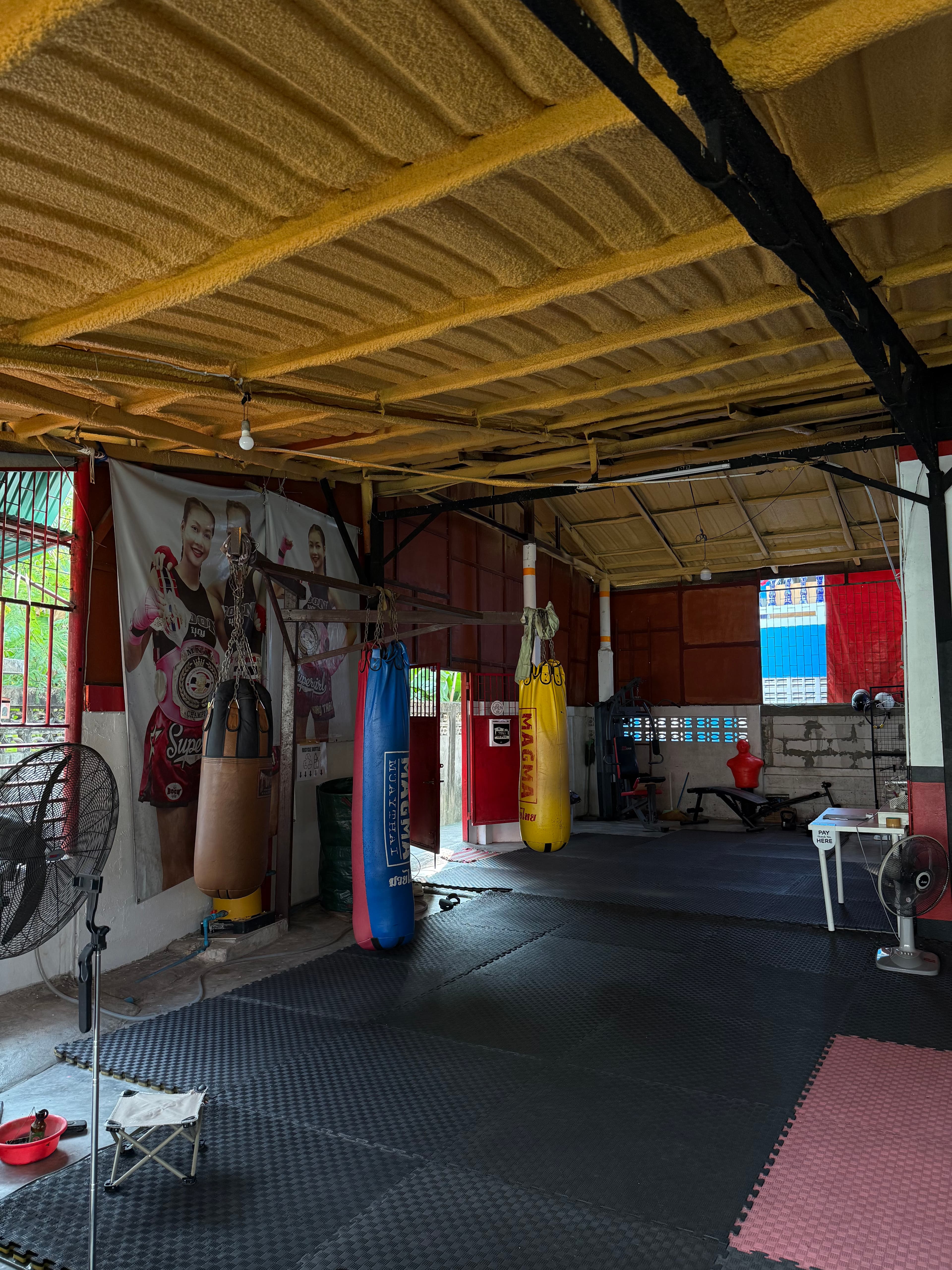 Inside the gym between training sessions