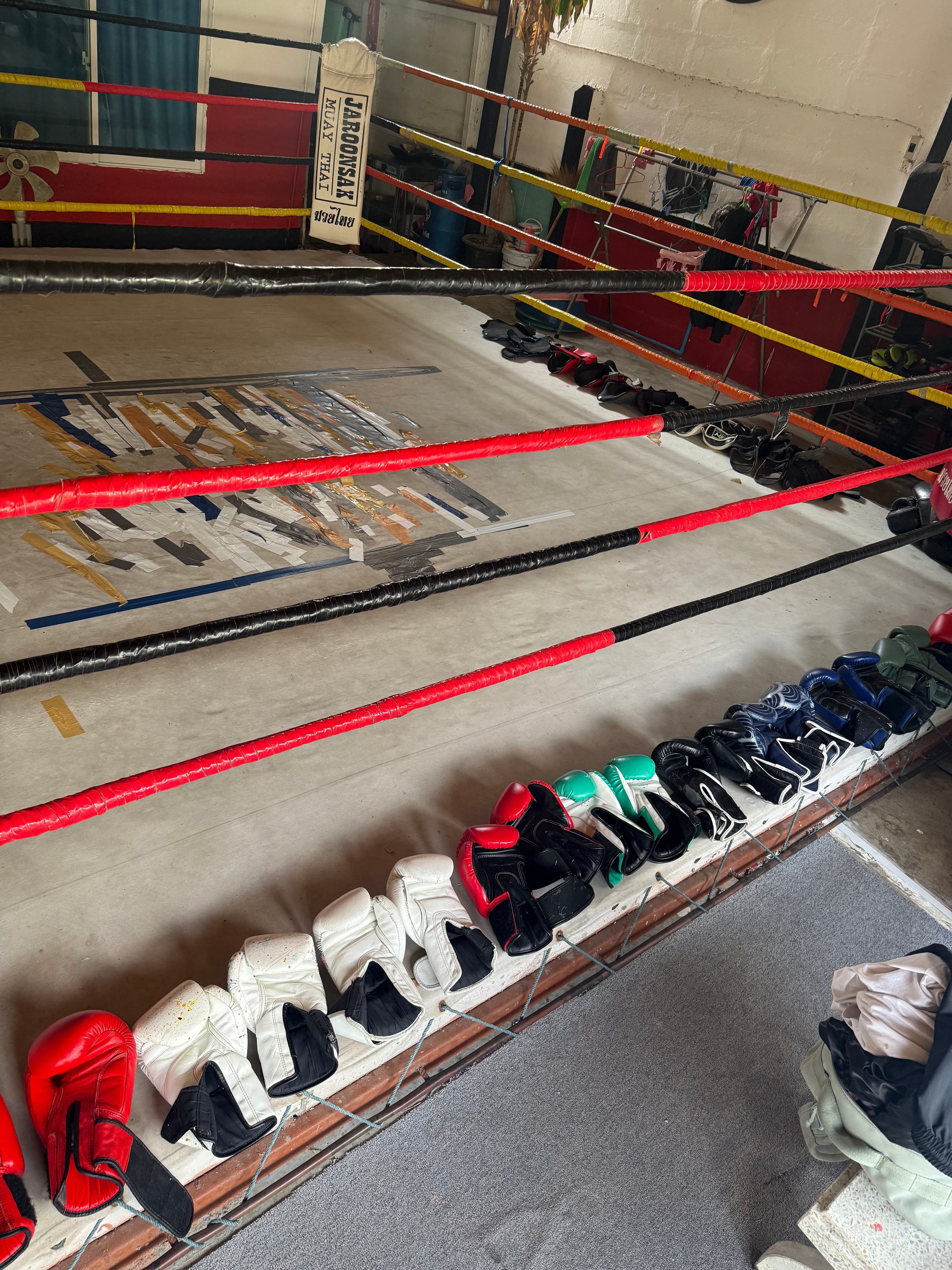 Gloves and training gear at Sit Jaroonsak